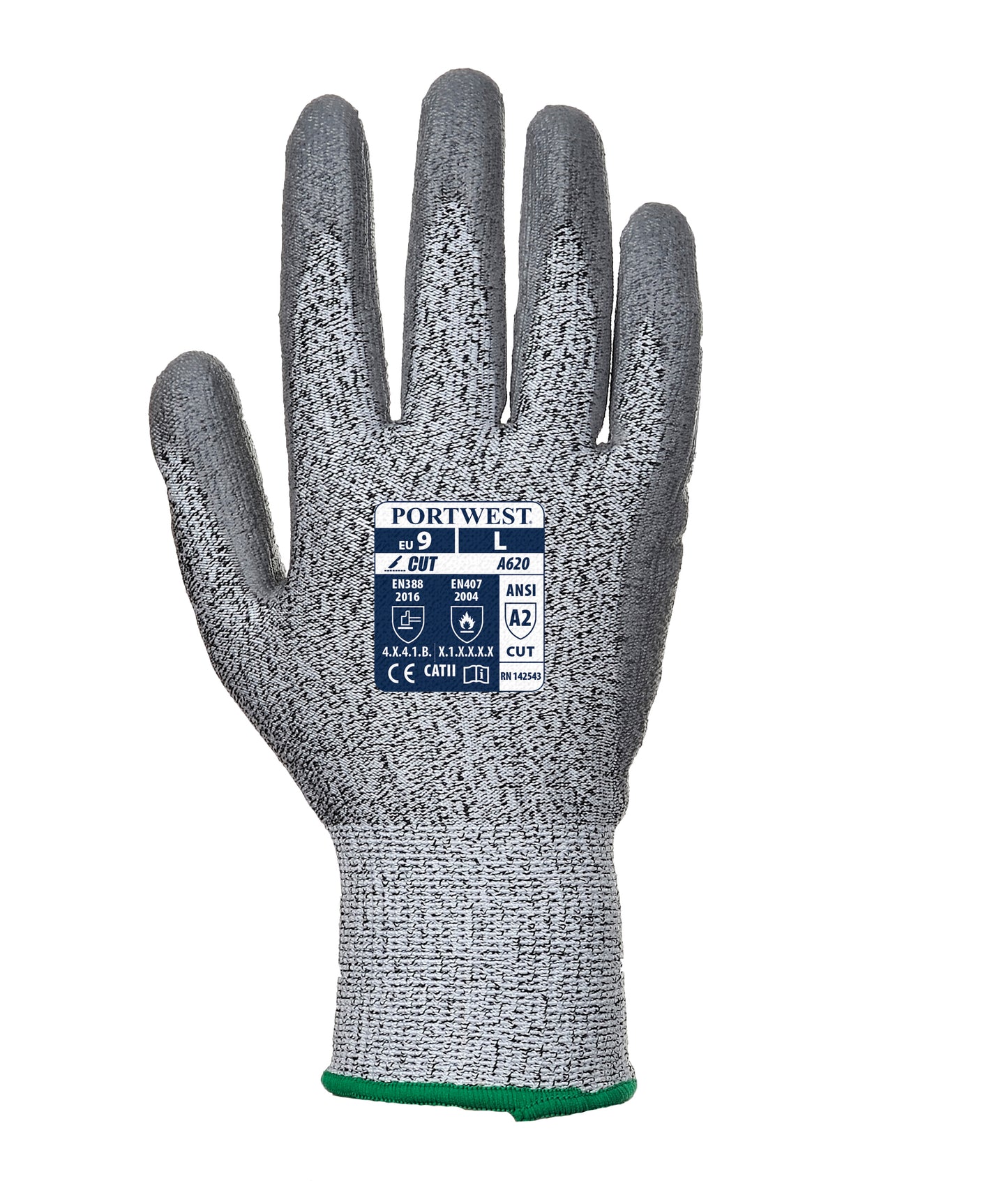 LR Cut PU Palm Glove Grey- A620 Back