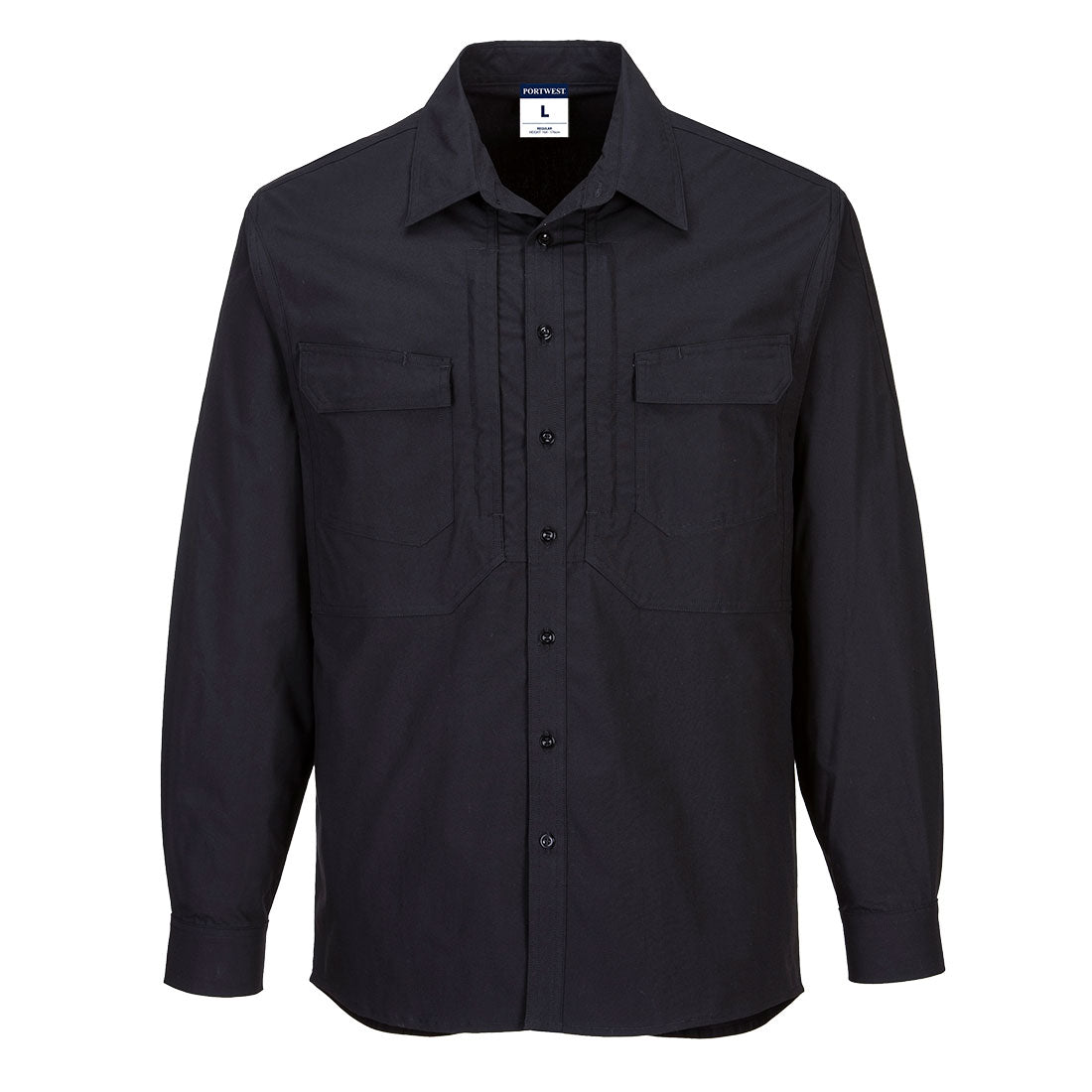 Utility Stretch Long Sleeve Shirt Black - MS106 Front
