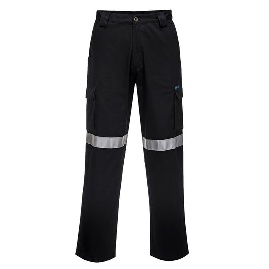 Lightweight Cargo Pants with Tape Black - MW71E Front