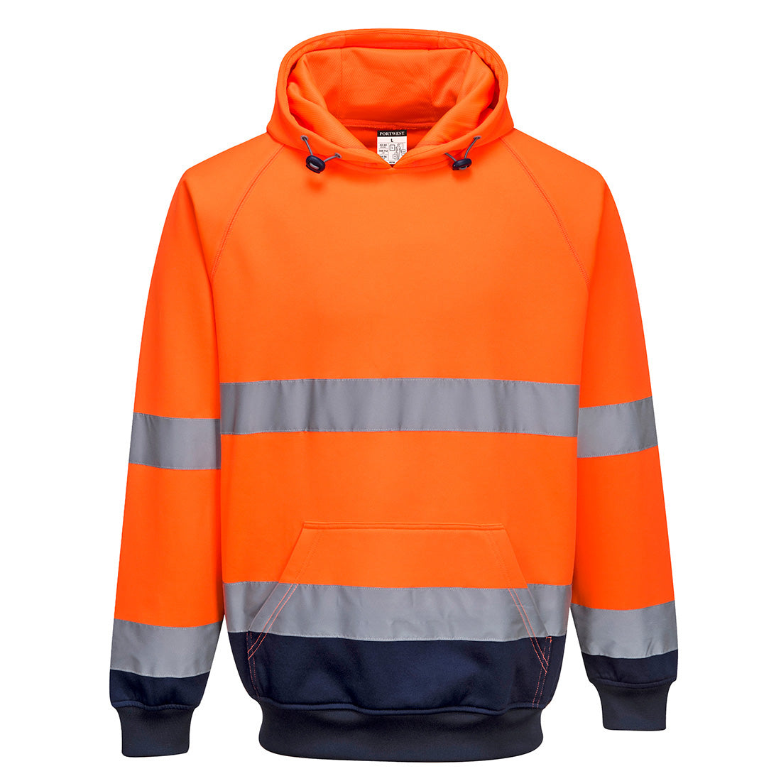 B316 - Two-Tone Hooded Sweatshirt Orange/Navy FRONT
