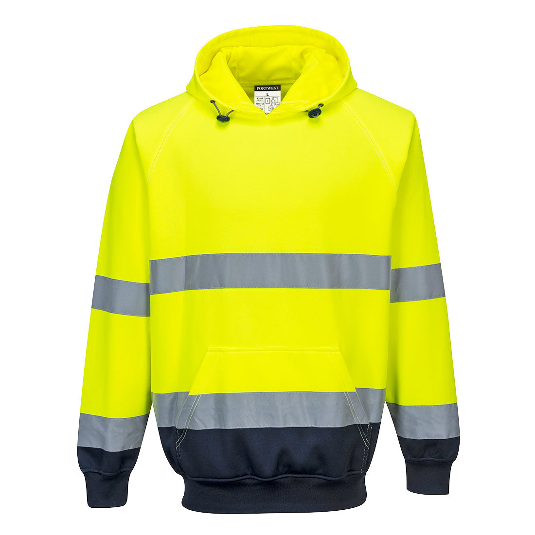 B316 - Two-Tone Hooded Sweatshirt Yellow/Navy FRONT