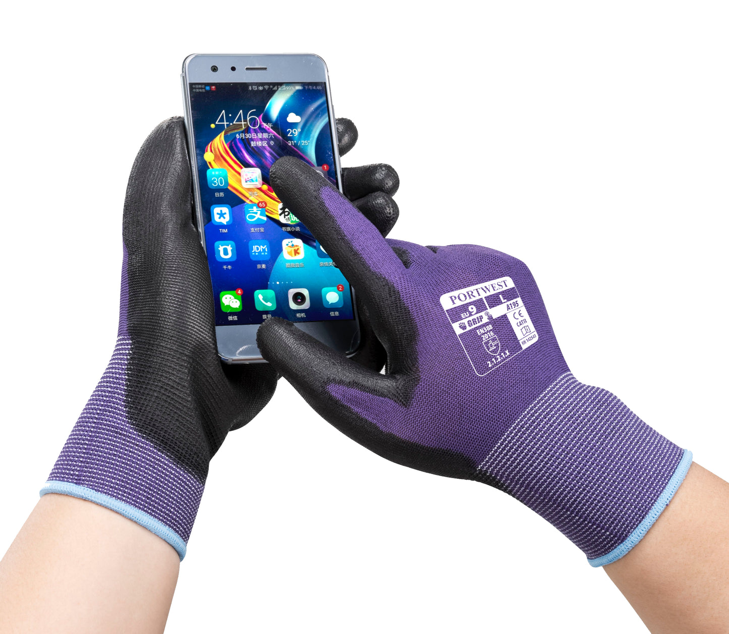 PU Touchscreen Glove Purple - A195 Model