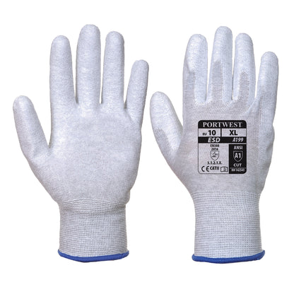 Antistatic PU Palm Glove Grey - A199 Palm & Back