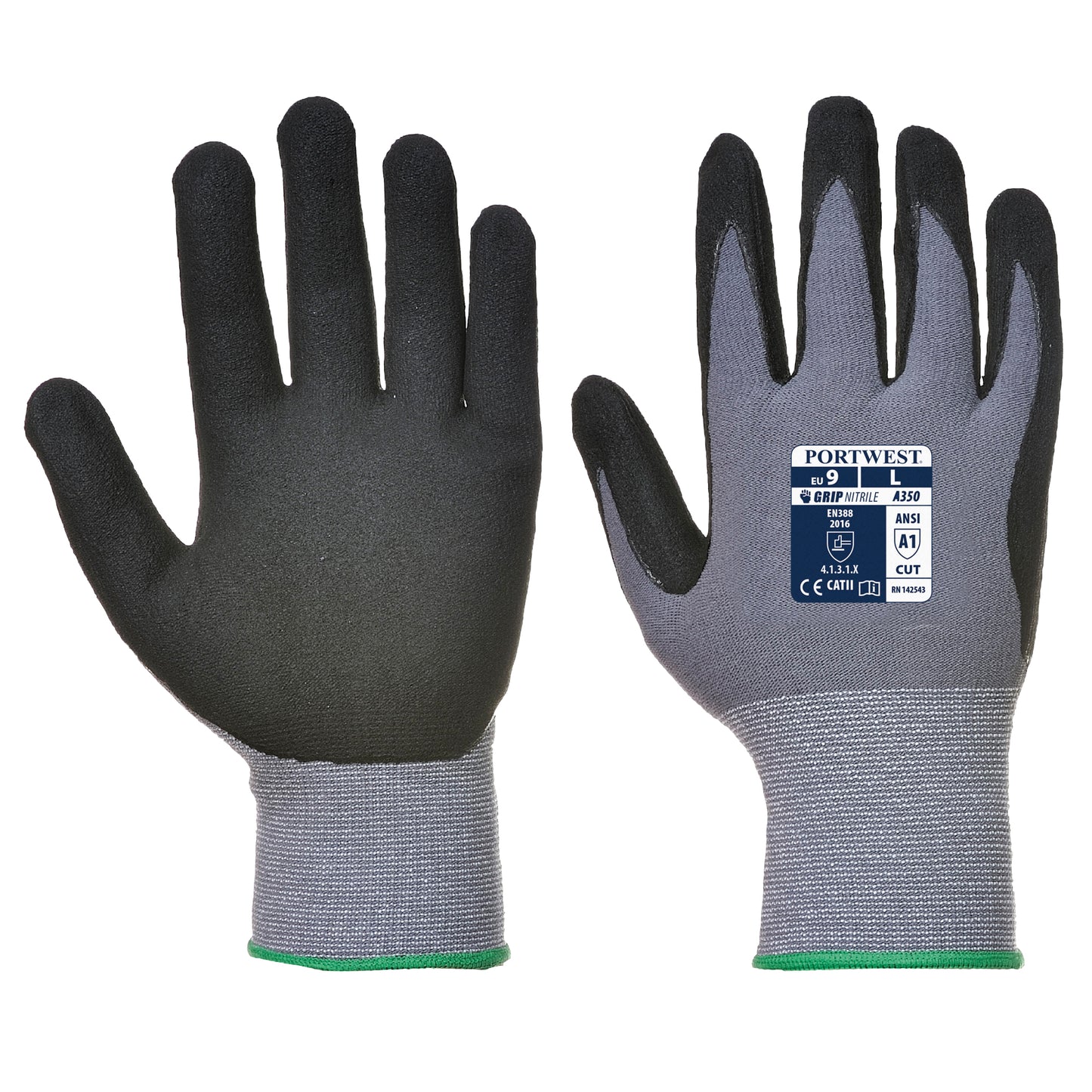 Dermiflex Glove Grey/Black - A350 Palm & Back