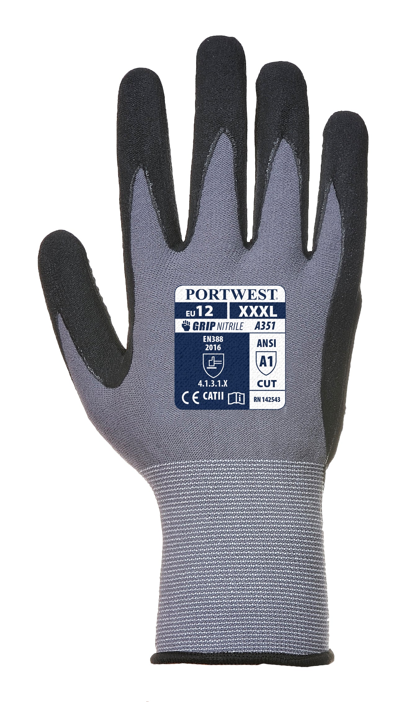 Dermiflex Plus Glove Grey/Black - A351 Black