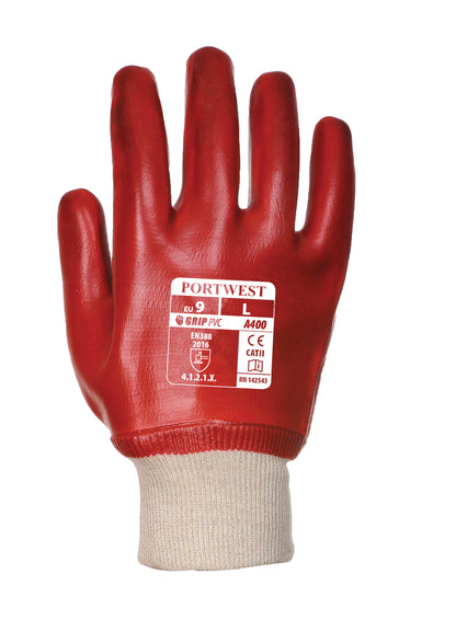 PVC Knitwrist Red/White - A400  Back