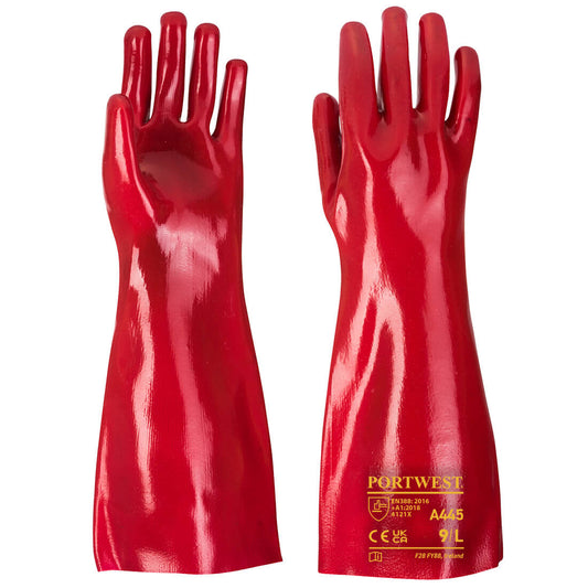 PVC Gauntlet 45cm Red - A445 Palm & Back