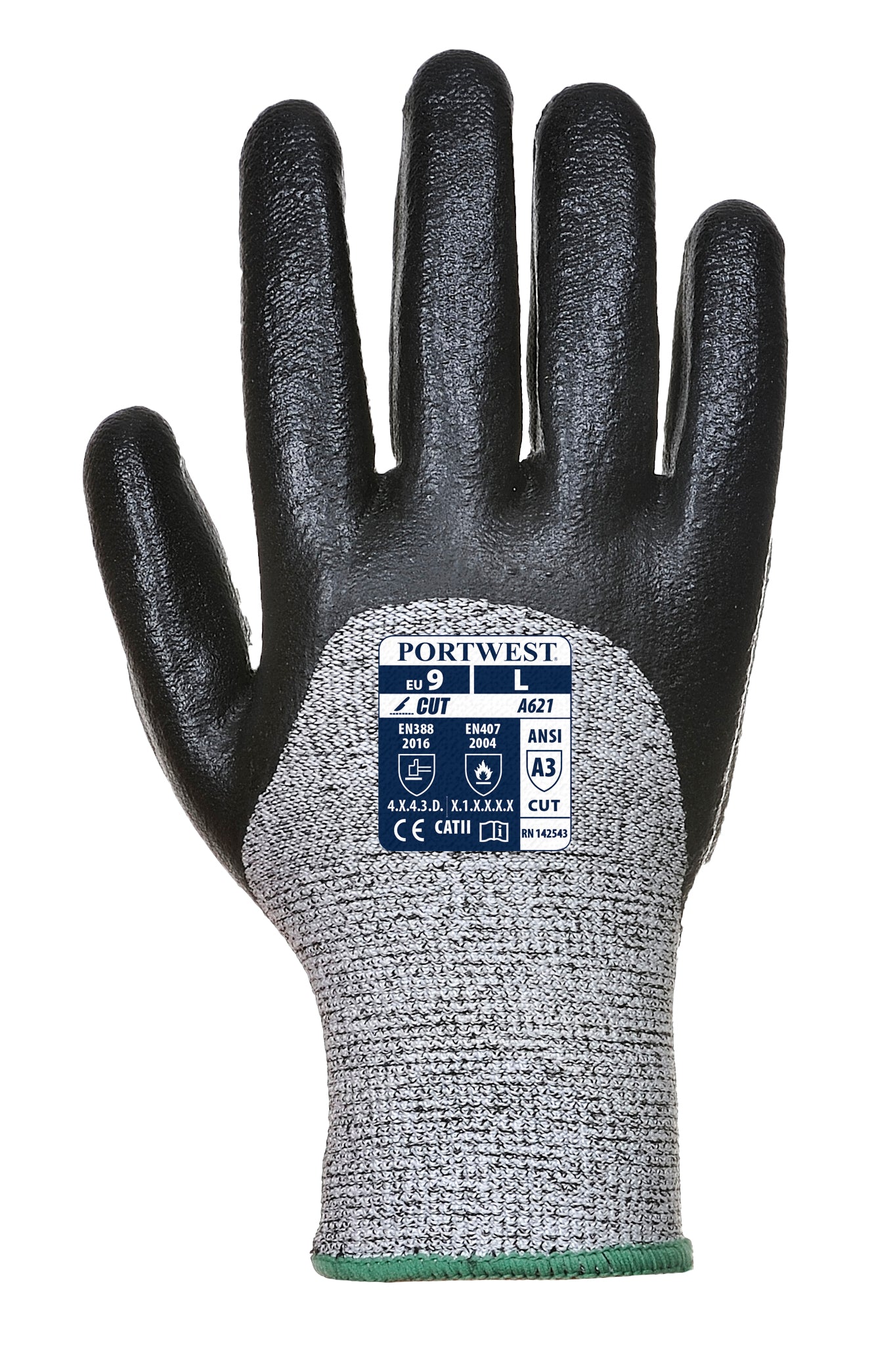 Cut Nitrile Foam Glove Grey/Black - A621 Back