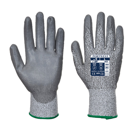 MR Cut PU Palm Glove Grey - A622 Palm & Back