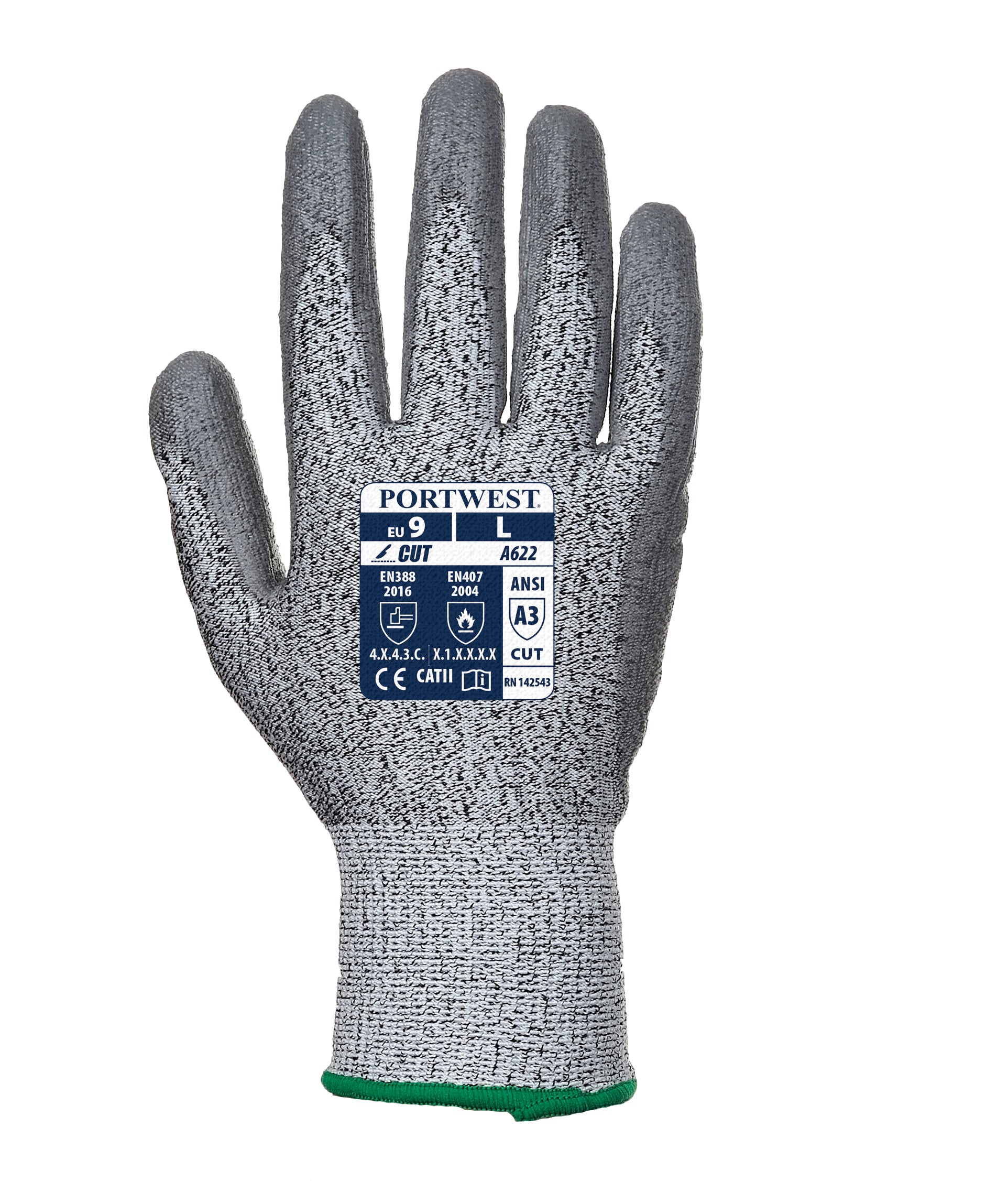 MR Cut PU Palm Glove Grey - A622 Back