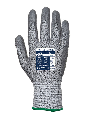 MR Cut PU Palm Glove Grey - A622 Back