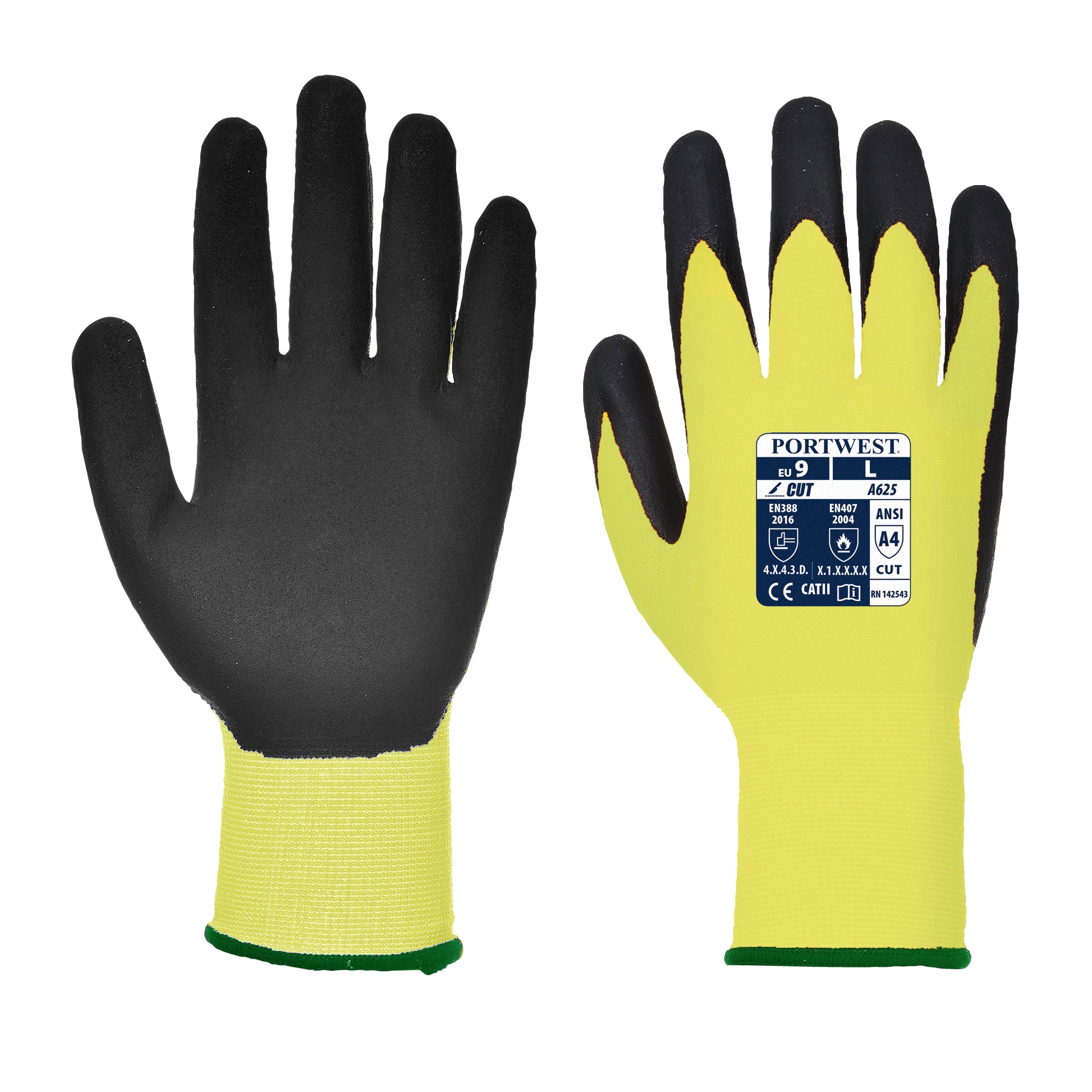 Vis-Tex PU Cut Resistant Glove Yellow - A625 Palm & Back