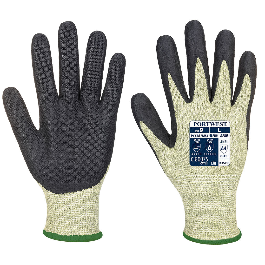 ARC Grip Glove Green/Black - A780 Palm & Back 