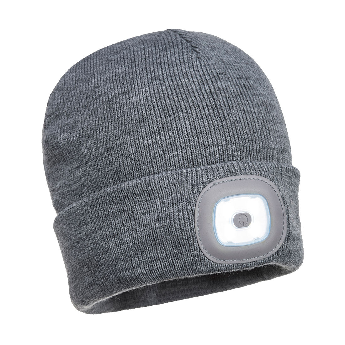 Rechargeable LED Beanie Grey front- B029
