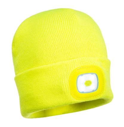 Rechargeable LED Beanie Yellow Front- B029