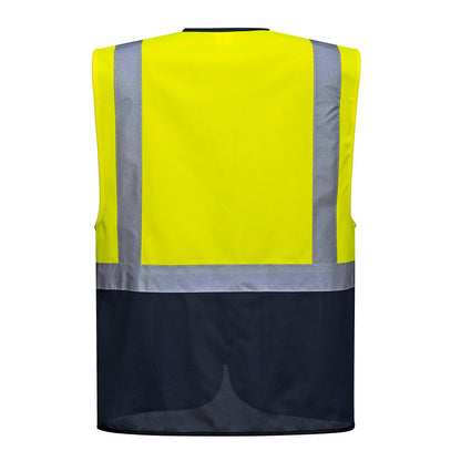 Warsaw Executive Safety Vest Yellow Navy front - C476