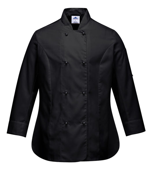 Rachel Chef Jacket L/S Black - C837 Front