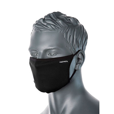 3 Ply Anti Microbial Reusable Face Mask on face- CV33 Black