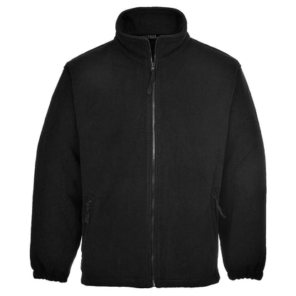 Aran Zip up Fleece Jumper  Black front- F205