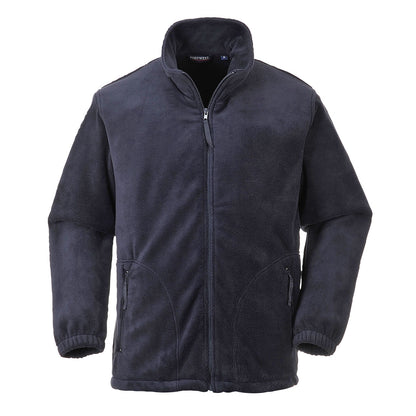 Aran Zip up Fleece Jumper navy front- F205