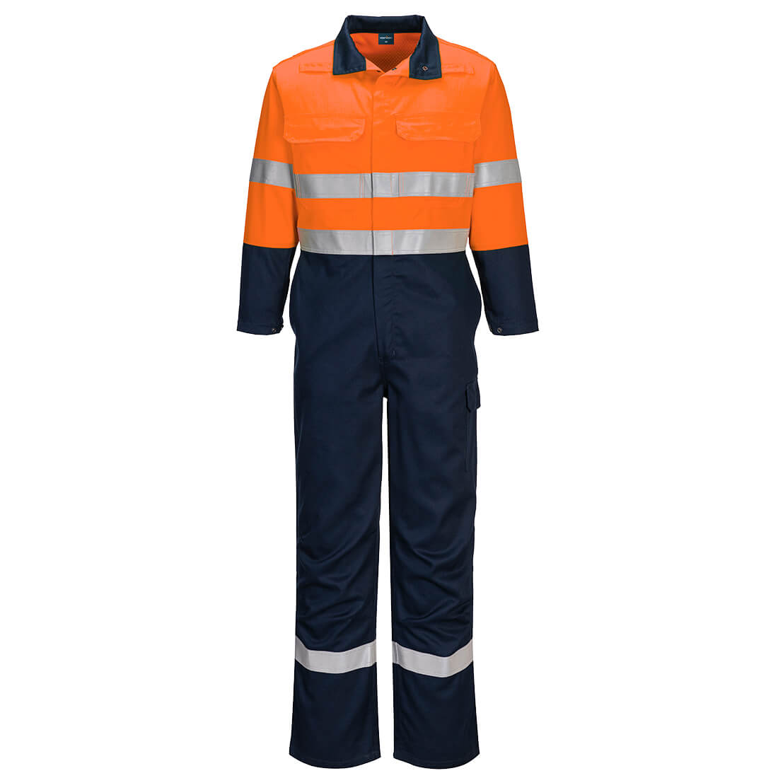 Flame Resistant Coverall Orange/Navy - FR506 Front