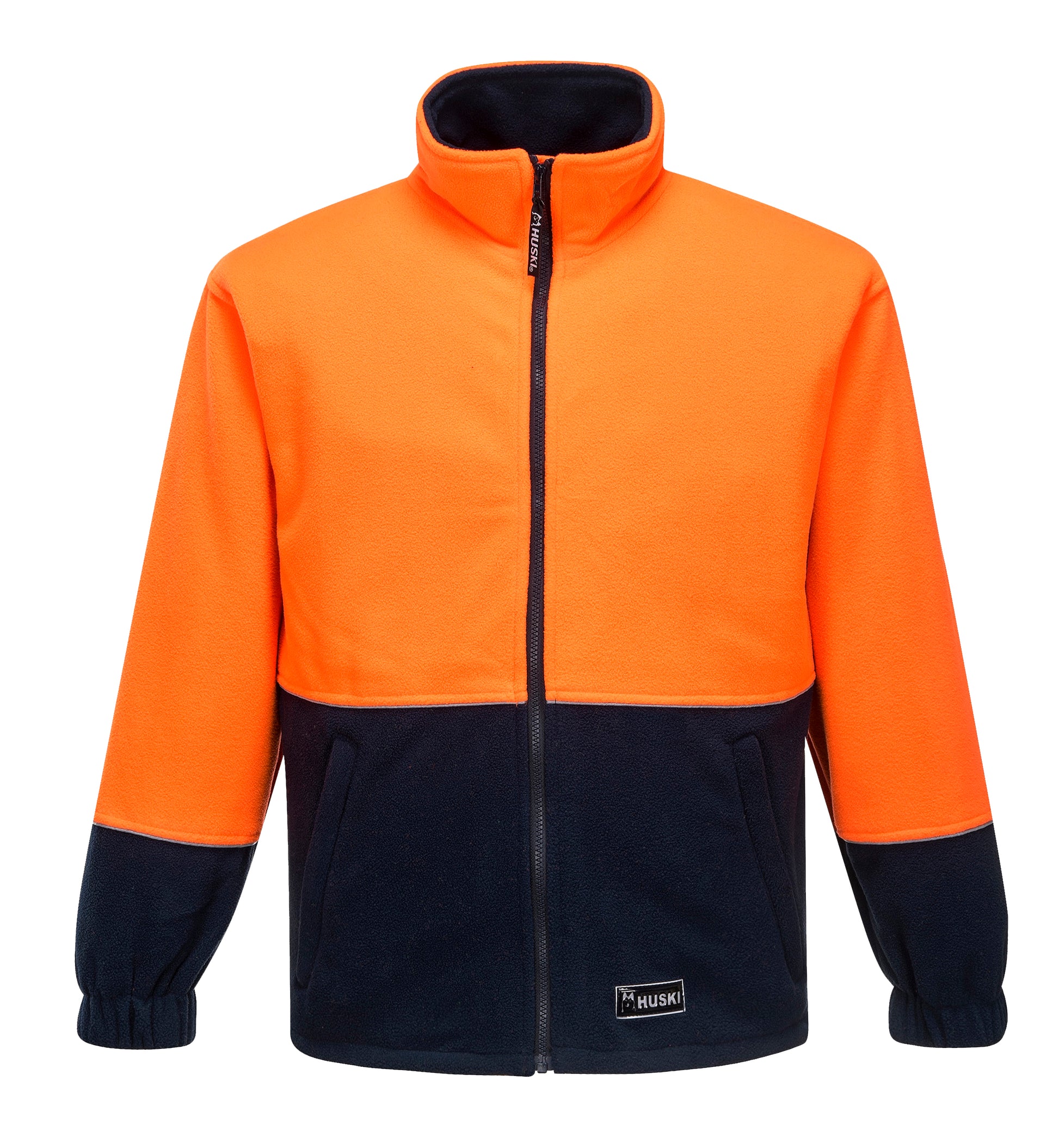 Asphalt Fleece Class D orange navy front - K8135