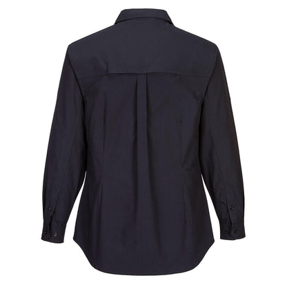 Ladies Utility Stretch Long Sleeve Shirt Black - Back - LS501