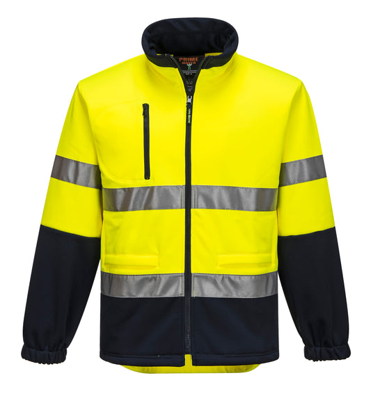 Water Repellent Brush Fleece yellow navy front - MA315