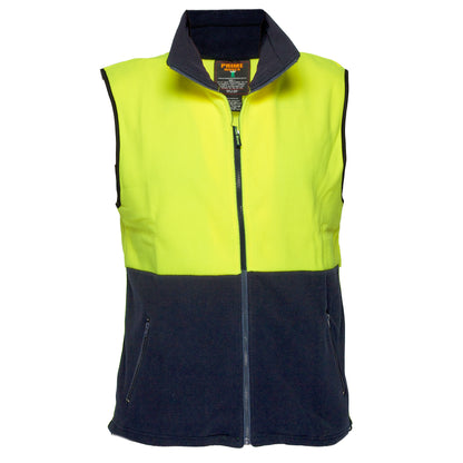 Hi-Vis Fleece Vest Class D yellow navy front- MF114