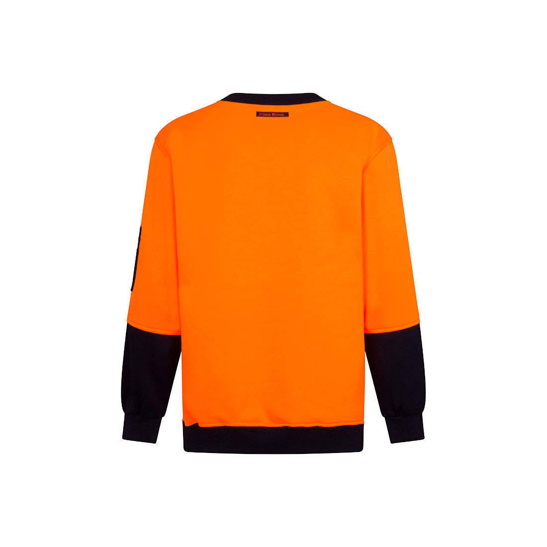 Crew Neck Brush Fleece Jumper orange navy back - MF117