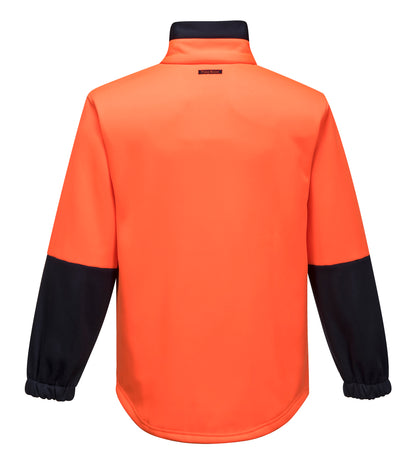 Water Repellent Brush Fleece Jacket orange navy front zip- MH315