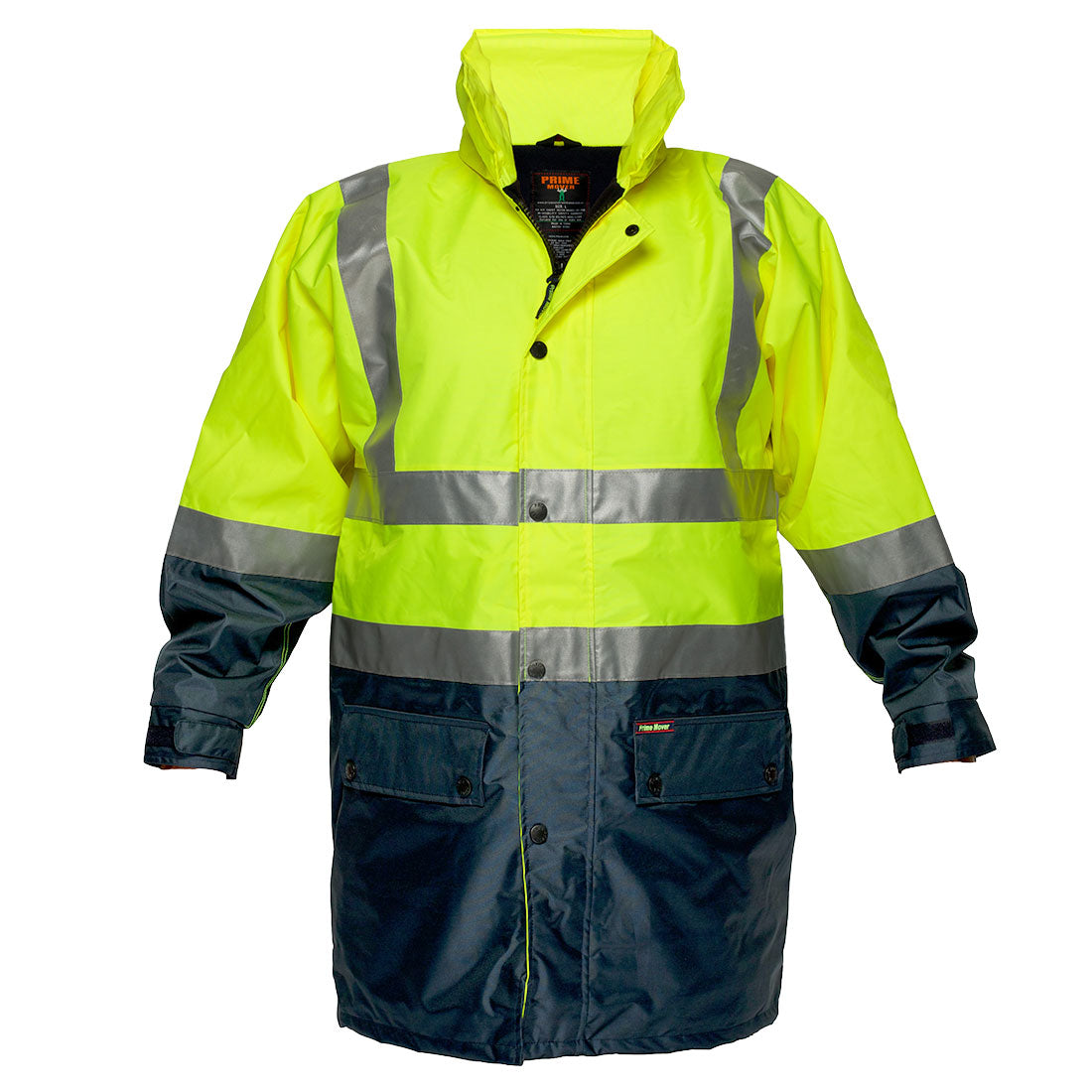 Hi-Vis Polar Fleece Lined Rain Jacket with Tape Yellow - MJ208 Front