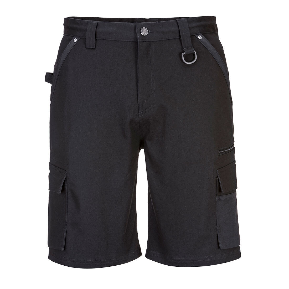 Slim Fit Stretch Shorts Black front  - MP706