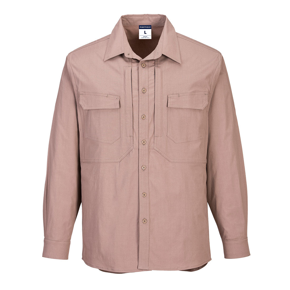 Utility Stretch Long Sleeve Shirt Sand - MS106 Front
