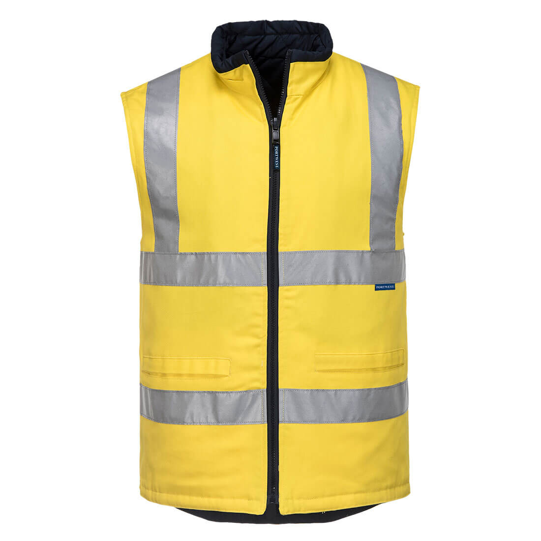 100% Cotton Reversible Vest yellow front- MV278