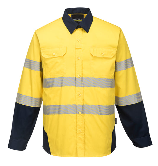 PW3 Hi-Vis Work Shirt Yellow - PW372 Front