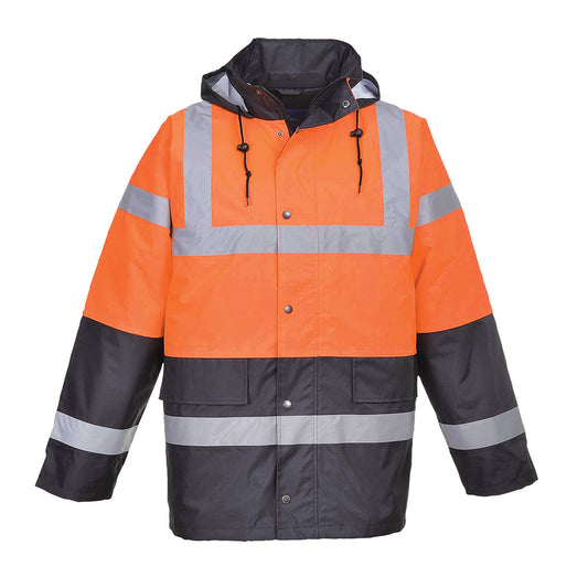 Hi-Vis Two Tone Traffic Jacket Orange/Navy - S467 Front