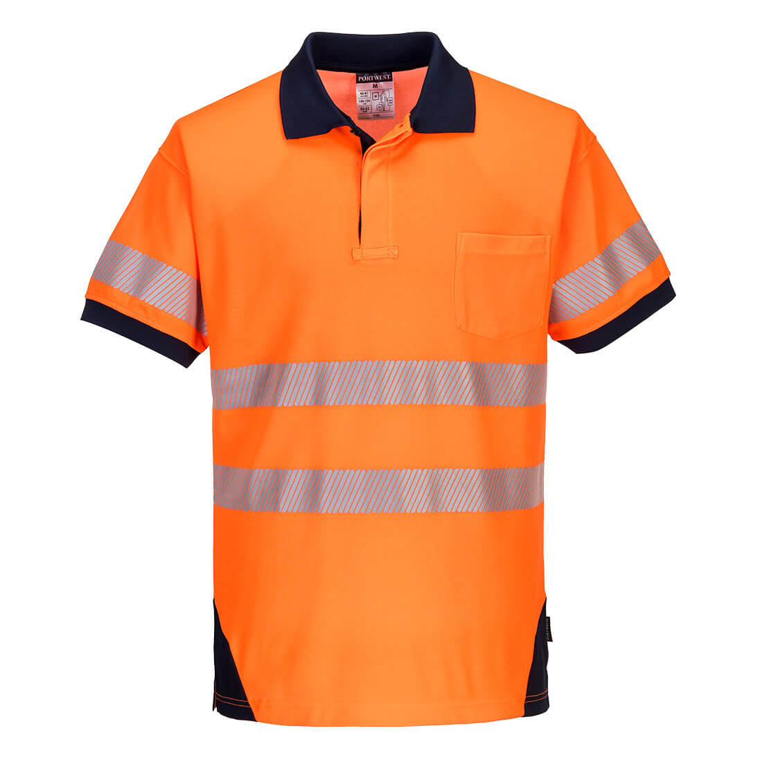 PW3 Hi-Vis Polo Shirt S/S Orange - T182 Front
