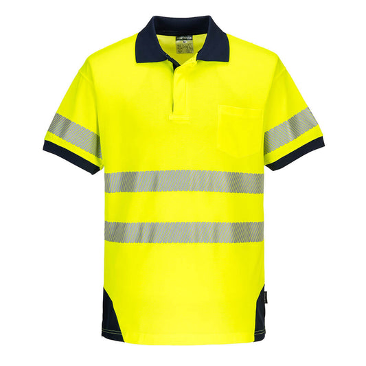 PW3 Hi-Vis Polo Shirt S/S Yellow - T182 Front
