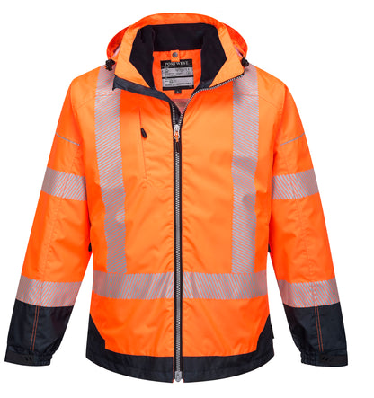 PW3 Hi-Vis Breathable Jacket Orange/Navy - T403 Front