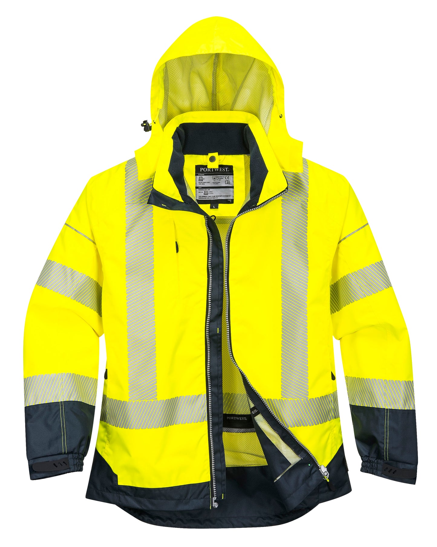 PW3 Hi-Vis Breathable Jacket Yellow/Navy - T403 Front