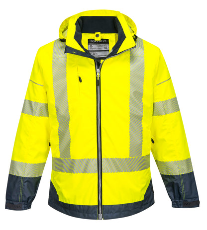 PW3 Hi-Vis Breathable Jacket Yellow/Navy - T403 Front