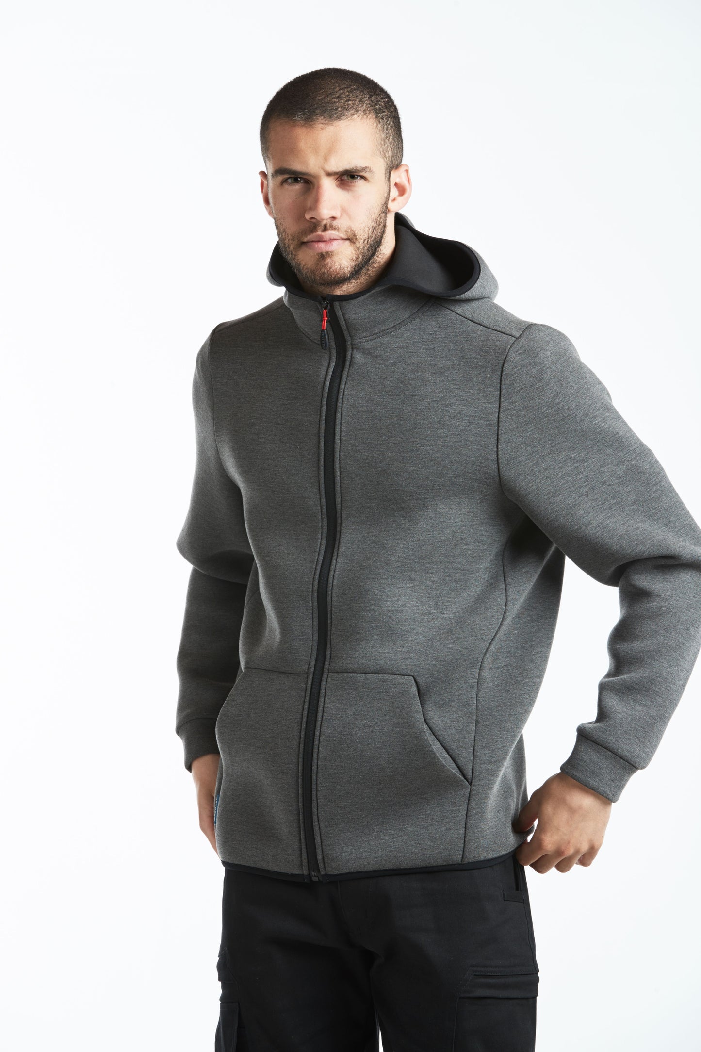 KX3 Technical Fleece grey black  front model - T831