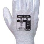 Antistatic PU Palm Glove Grey - A199 Back