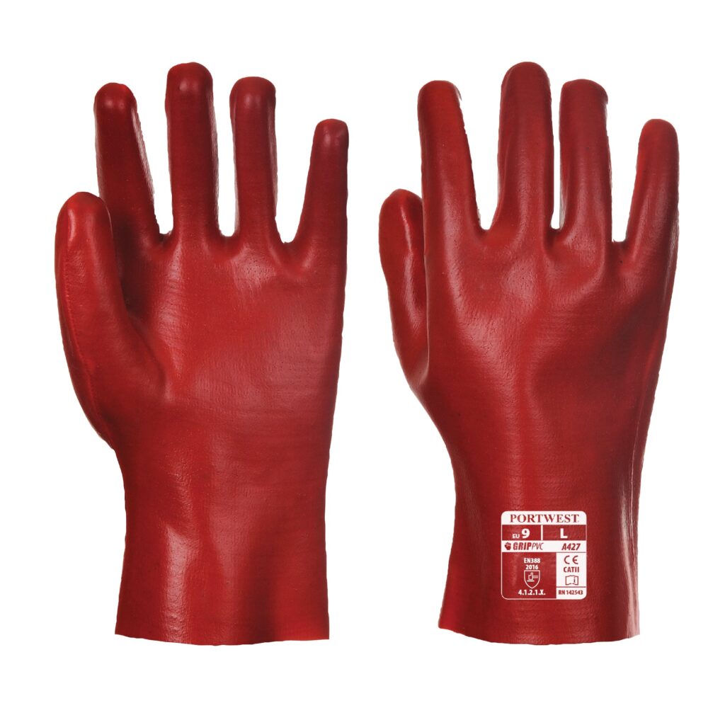 PVC Gauntlet 27cm Red - A427 Palm & Back