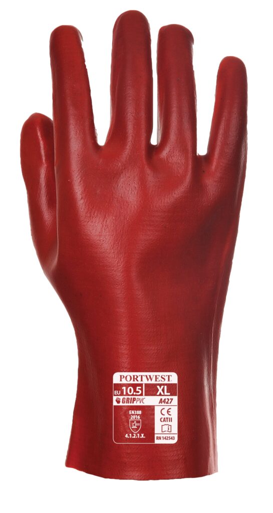 PVC Gauntlet 27cm Red - A427 Back