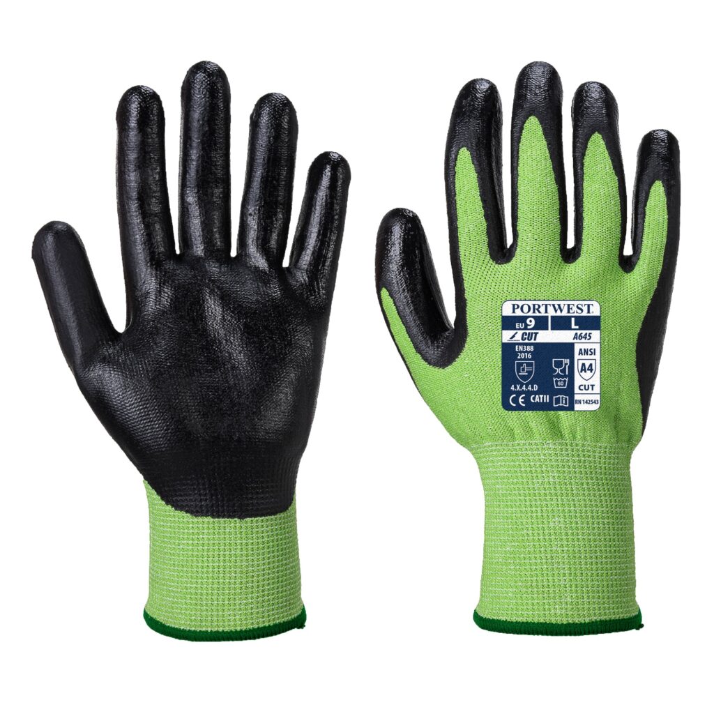 Green Cut Nitrile Foam Green/Black - A645 Palm & Back