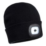 Rechargeable LED Beanie Black front- B029