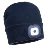 Rechargeable LED Beanie Navy front- B029