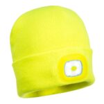 Rechargeable LED Beanie Yellow Front- B029
